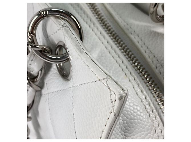 Borsa a spalla trapuntata con catena Chanel Argento Bianco - vista 8