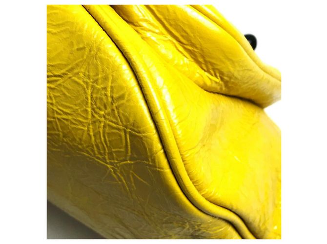 Borsa a tracolla in pelle gialla Balenciaga Giallo - vista 6