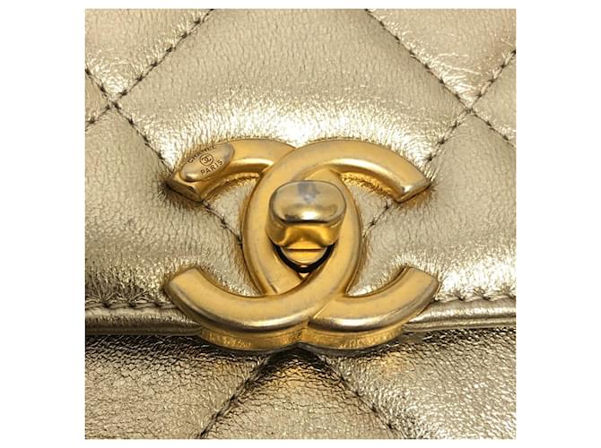 Sac à chaîne Chanel Matelassé Coco Mark en strass Doré - vue 12