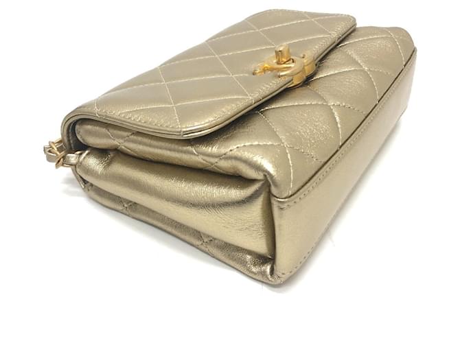 Sac à chaîne Chanel Matelassé Coco Mark en strass Doré - vue 3