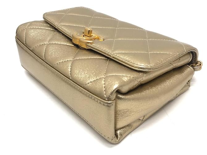 Sac à chaîne Chanel Matelassé Coco Mark en strass Doré - vue 4