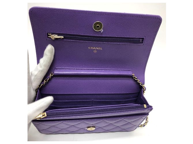 Borsa a spalla Chanel Matelassé con catena Porpora - vista 9