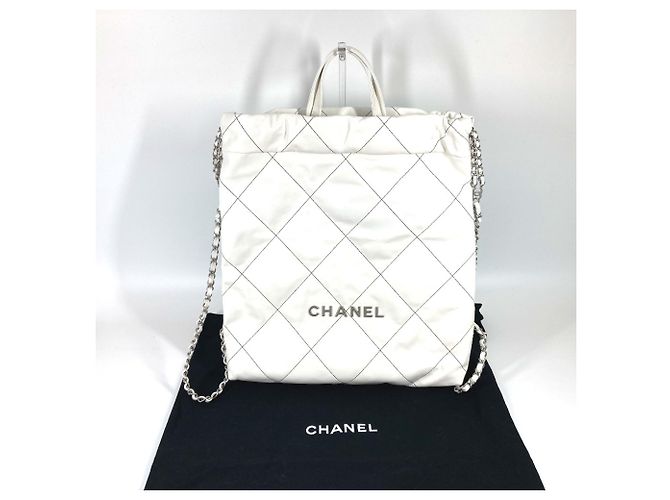 Chanel AS3313 Lambskin Small Chain Backpack Black White - view 2