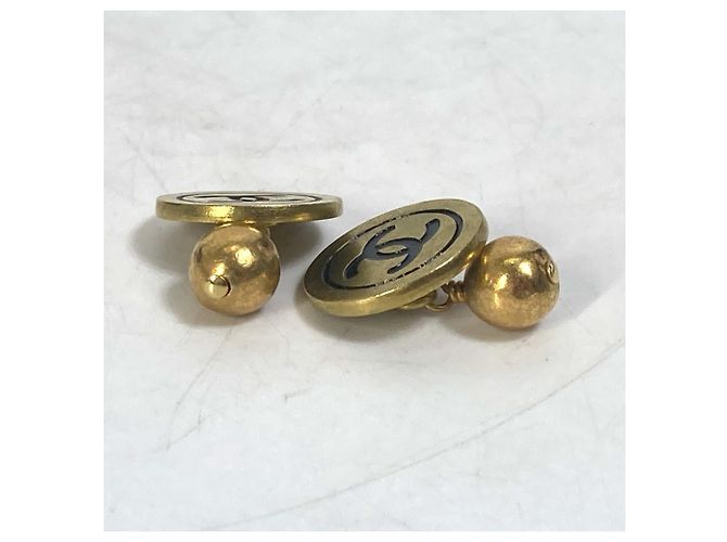 Chanel 95P CC Coco Mark Bicolor Cufflinks Black Golden - view 2