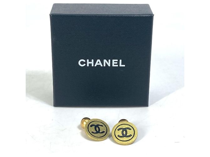 Chanel 95P CC Coco Mark Bicolor Cufflinks Black Golden - view 6
