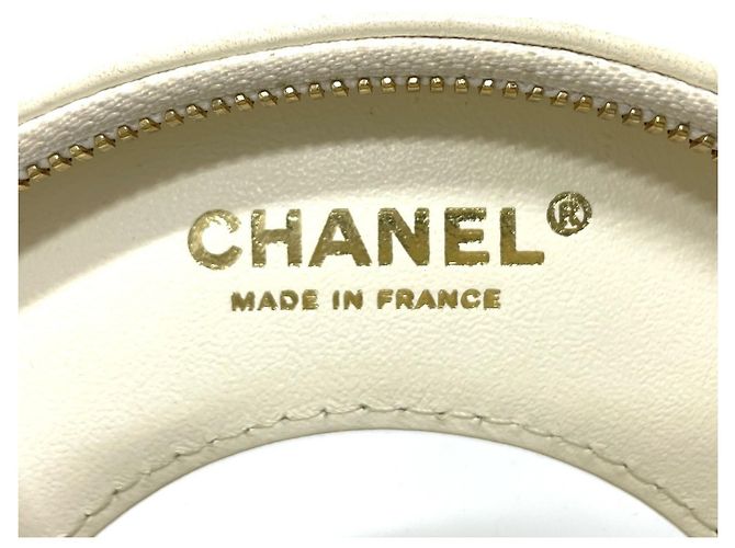 Borsa a spalla Chanel Coco Mark CC Round Small Chain Pochette Bianco Rosso - vista 10