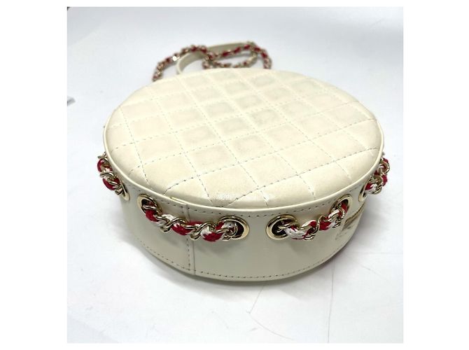 Borsa a spalla Chanel Coco Mark CC Round Small Chain Pochette Bianco Rosso - vista 4