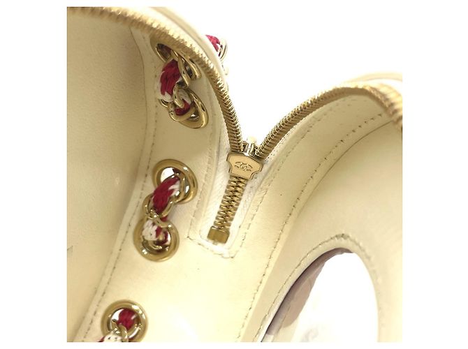 Borsa a spalla Chanel Coco Mark CC Round Small Chain Pochette Bianco Rosso - vista 7