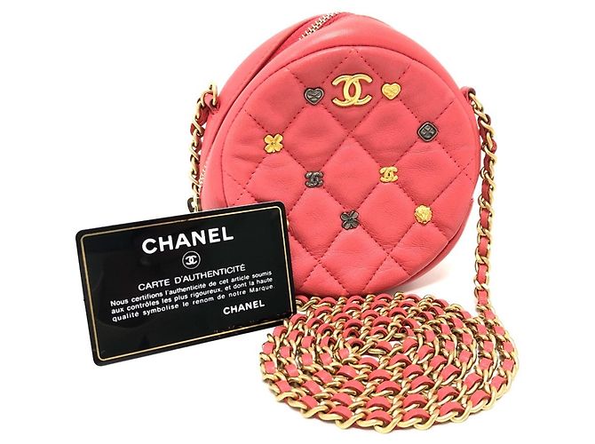 Borsa a catena rotonda matelassé Chanel CC Coco Mark Rosa - vista 11