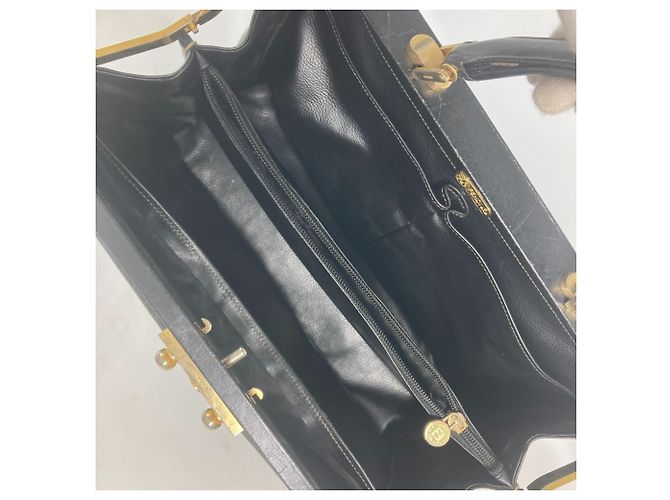 Pequin Fendi Vintage Arzt Tasche Pecan Handtasche Schwarz - Ansicht 13