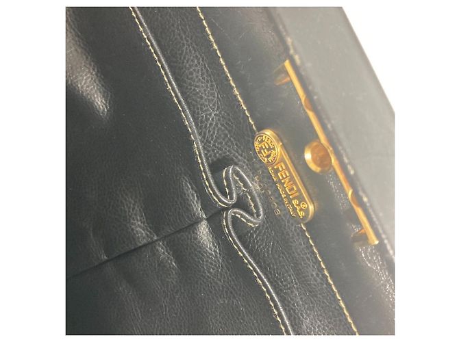 Pequin Fendi Vintage Arzt Tasche Pecan Handtasche Schwarz - Ansicht 14
