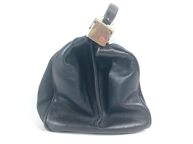 Pequin Fendi Vintage Arzt Tasche Pecan Handtasche Schwarz - Ansicht 3
