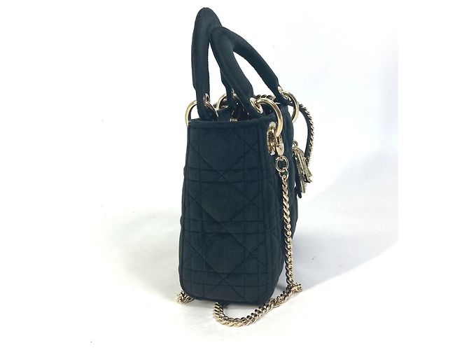 Borsa a Spalla Mini Lady Dior Cannage di Christian Dior Nero - vista 3