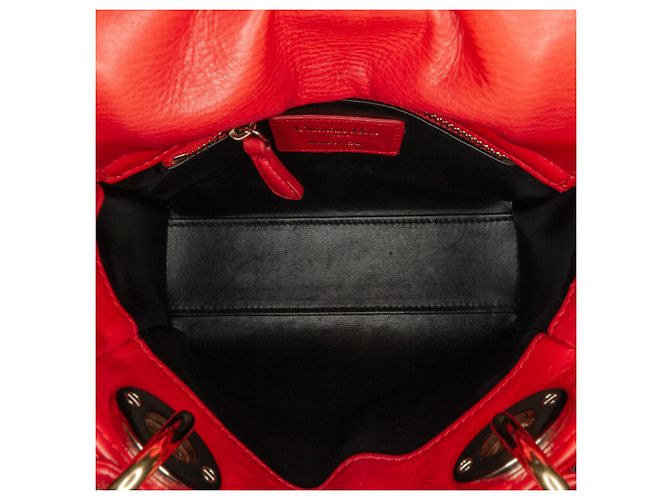 Dior Mini Lady Dior in pelle di vitello rossa decorata con paillettes - vista 5