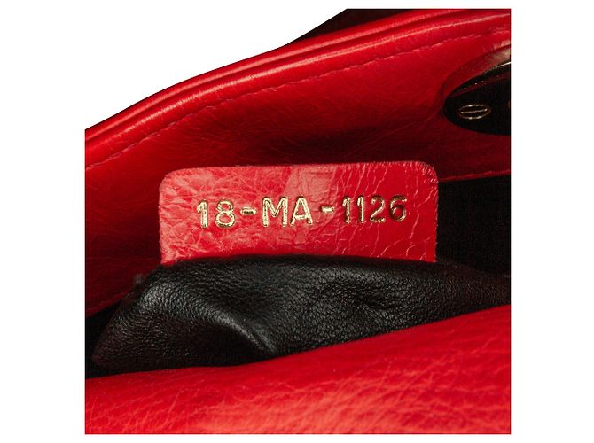 Dior Mini Lady Dior in pelle di vitello rossa decorata con paillettes - vista 7