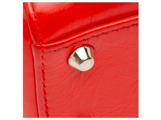 Dior Mini Lady Dior in pelle di vitello rossa decorata con paillettes - vista 9
