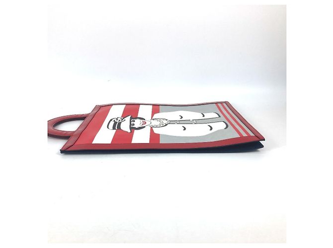 Borsa tote Chanel Mademoiselle Coco Chanel Bianco Rosso - vista 3