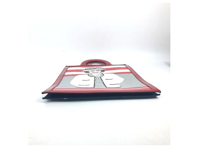 Borsa tote Chanel Mademoiselle Coco Chanel Bianco Rosso - vista 4