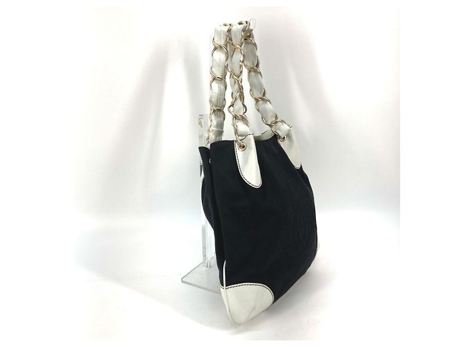 Borsa Tote Chanel Bicolor Deca Coco Chain Nero Bianco - vista 3