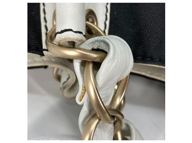 Borsa Tote Chanel Bicolor Deca Coco Chain Nero Bianco - vista 8