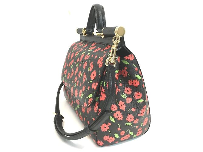Borsa Flower Sicily di Dolce & Gabbana Nero Rosso Verde - vista 2