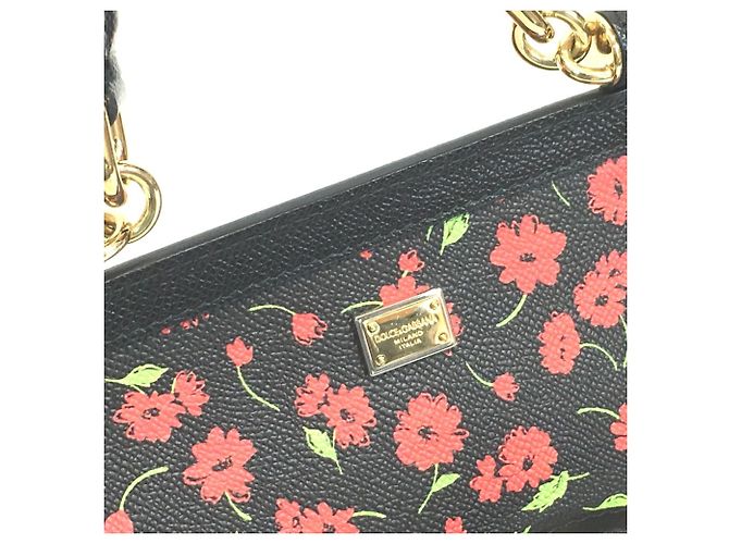 Borsa Flower Sicily di Dolce & Gabbana Nero Rosso Verde - vista 5