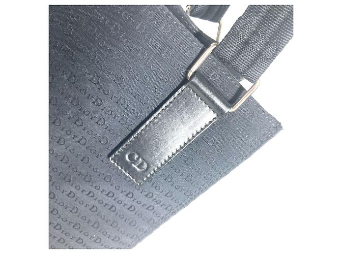 Borsa a spalla in pelle nera e tela Christian Dior Nero - vista 10