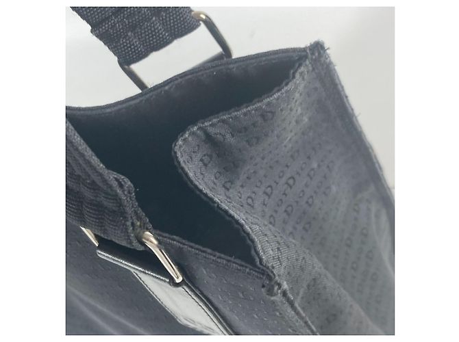 Borsa a spalla in pelle nera e tela Christian Dior Nero - vista 9