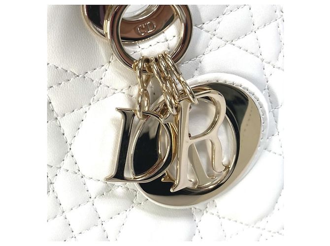 Borsa a Spalla Lady Dior Medium di Christian Dior Bianco - vista 14