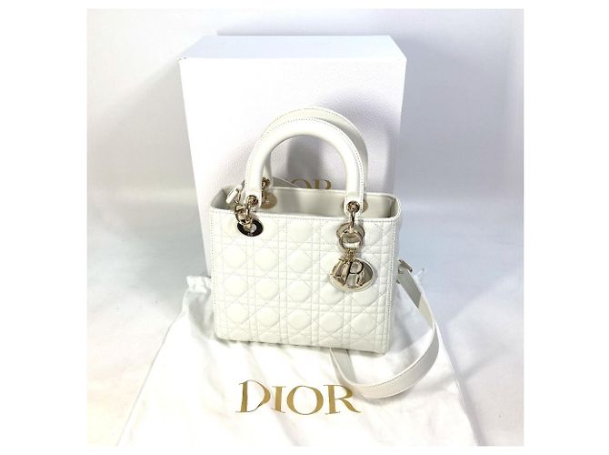 Borsa a Spalla Lady Dior Medium di Christian Dior Bianco - vista 15