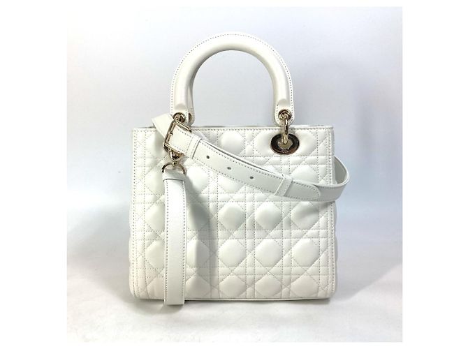 Borsa a Spalla Lady Dior Medium di Christian Dior Bianco - vista 2