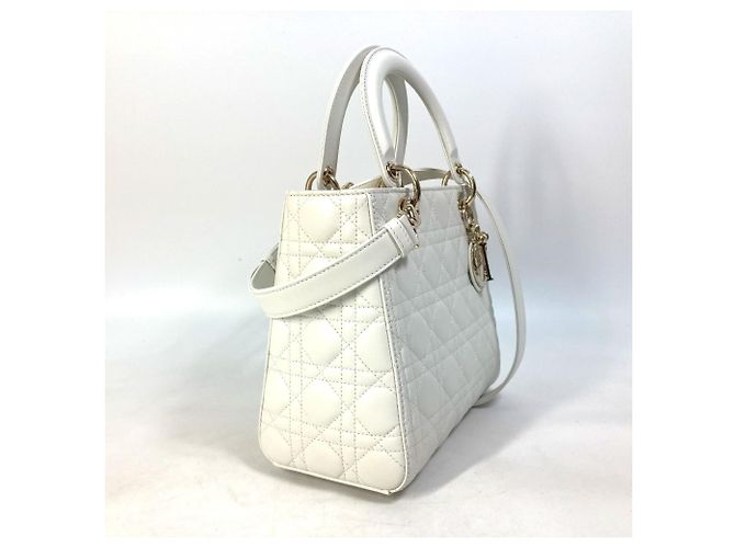 Borsa a Spalla Lady Dior Medium di Christian Dior Bianco - vista 3