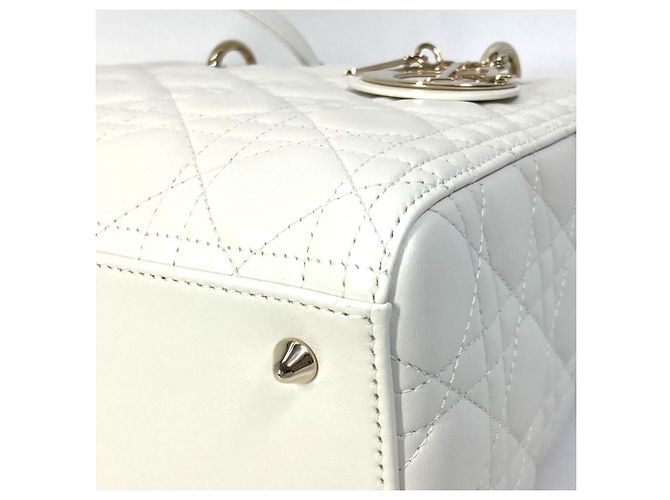 Borsa a Spalla Lady Dior Medium di Christian Dior Bianco - vista 5