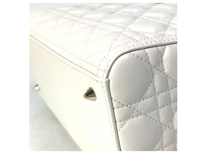 Borsa a Spalla Lady Dior Medium di Christian Dior Bianco - vista 7