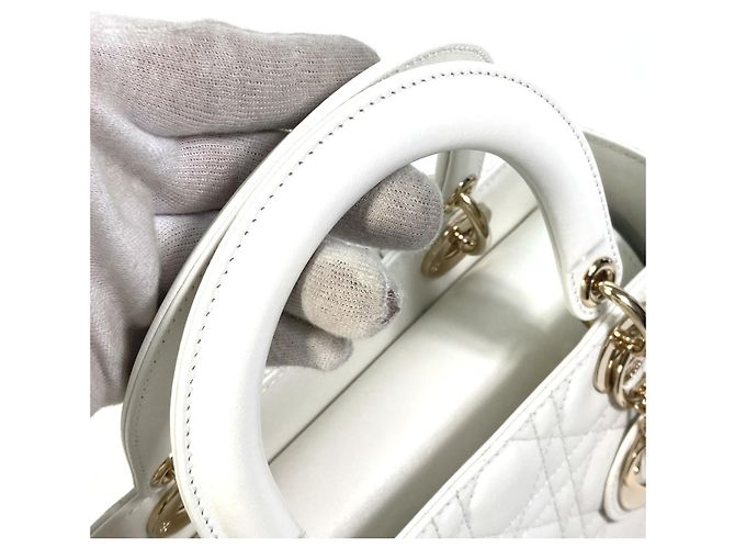 Borsa a Spalla Lady Dior Medium di Christian Dior Bianco - vista 8