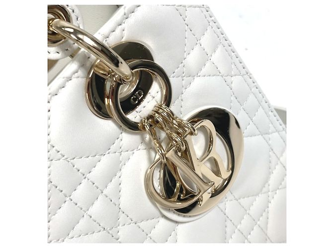 Borsa a Spalla Lady Dior Medium di Christian Dior Bianco - vista 9