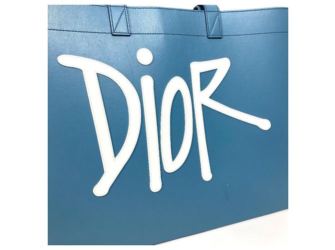 Christian Dior Blue Leather Handbag Tote - view 5