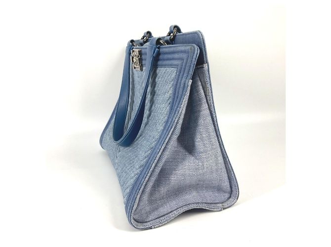 Borsa a Spalla Chanel Boy Chanel V-Stitch Blu - vista 15
