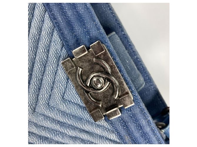 Borsa a Spalla Chanel Boy Chanel V-Stitch Blu - vista 5