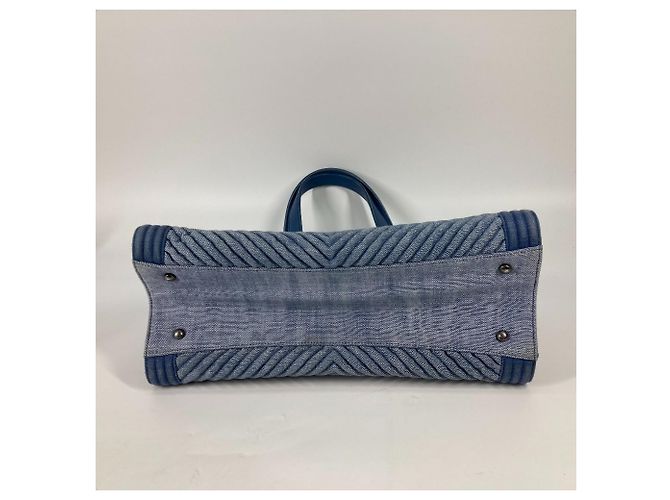 Borsa a Spalla Chanel Boy Chanel V-Stitch Blu - vista 6