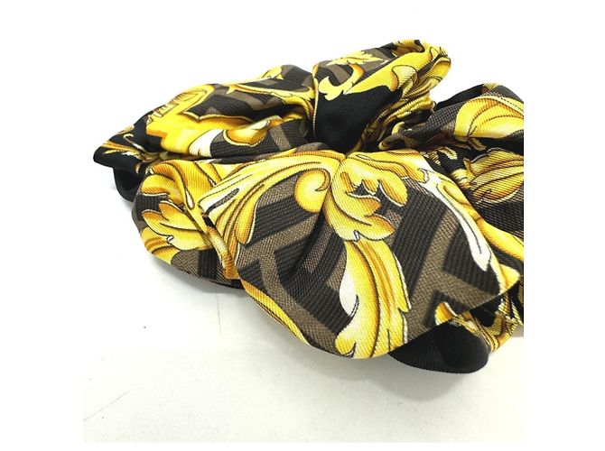 Zucca FENDI Collaborazione Versace Elastico per Capelli Nero Giallo - vista 7