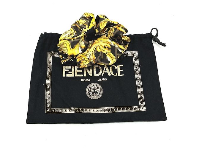 Zucca FENDI Collaborazione Versace Elastico per Capelli Nero Giallo - vista 8