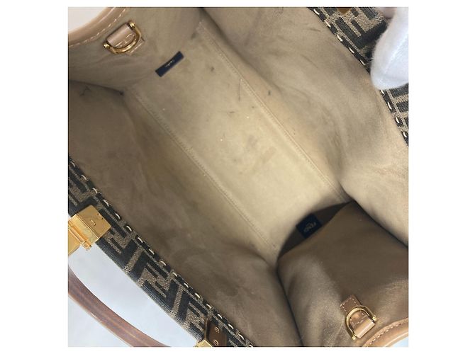 Borsa Tote Media Fendi Sunshine Marrone - vista 10