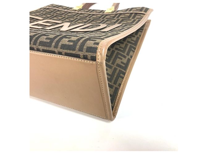 Borsa Tote Media Fendi Sunshine Marrone - vista 5