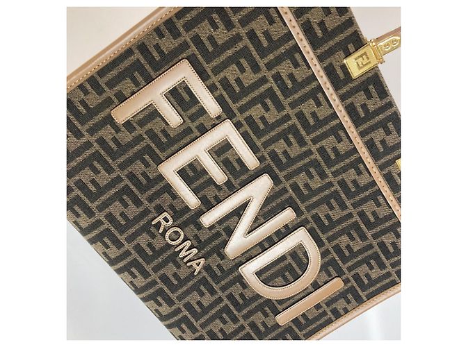 Borsa Tote Media Fendi Sunshine Marrone - vista 7