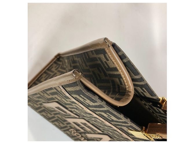 Borsa Tote Media Fendi Sunshine Marrone - vista 9