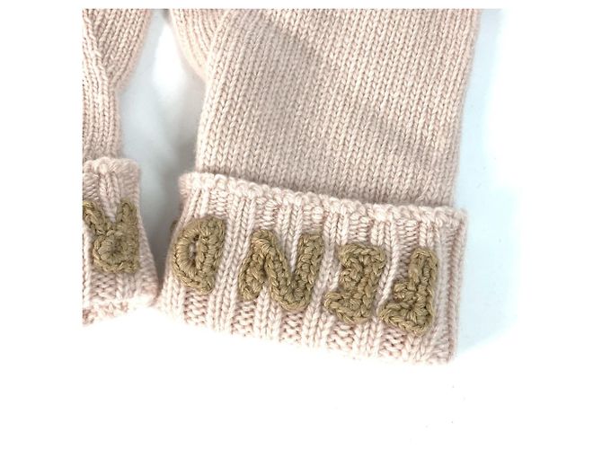 Guanti in lana da donna Fendi Rosa Beige - vista 5