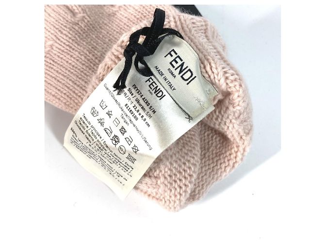 Guanti in lana da donna Fendi Rosa Beige - vista 7