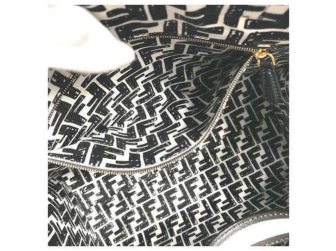 Fendi 8BH357 Joshua Vides Kollaboration Shopper Tasche Schwarz Weiß - Ansicht 10