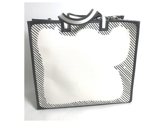 Fendi 8BH357 Joshua Vides Kollaboration Shopper Tasche Schwarz Weiß - Ansicht 2